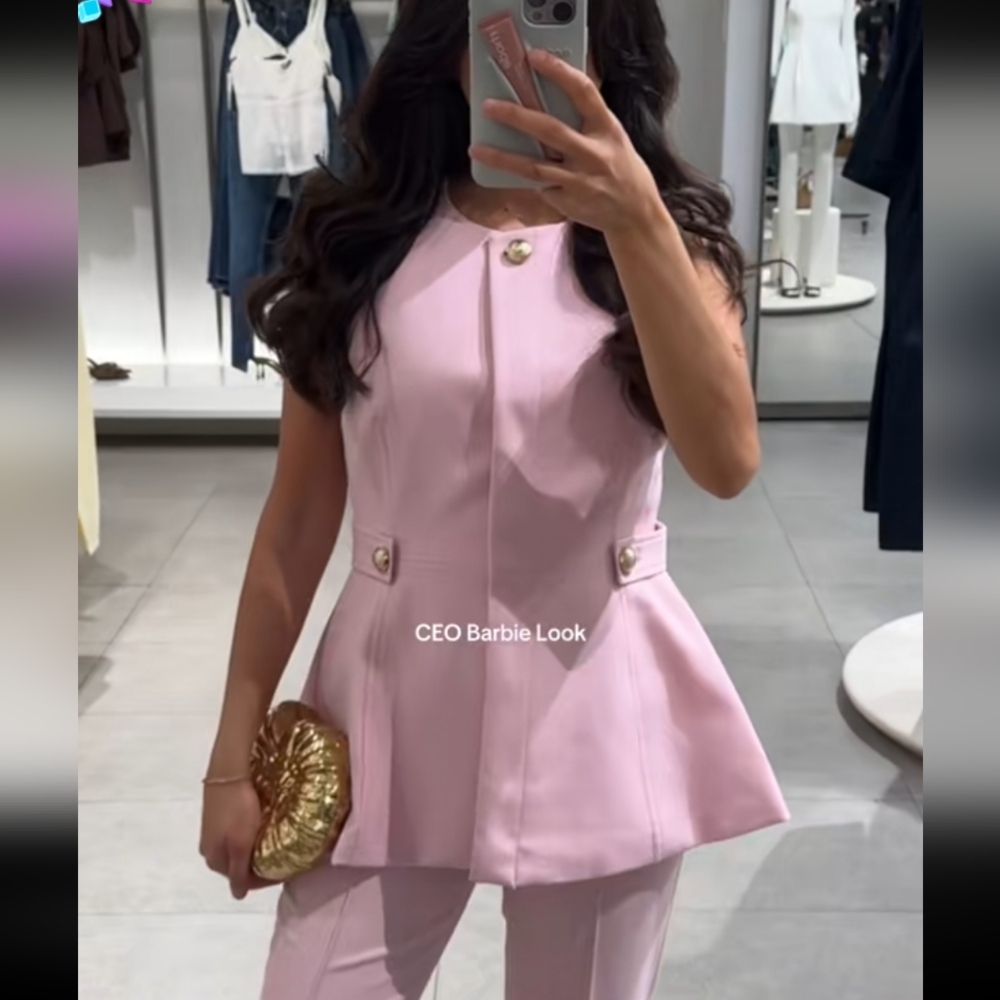Zara 2pcs Peplum Vest + Flare Pants Co-ord Set - Picture 4 of 10